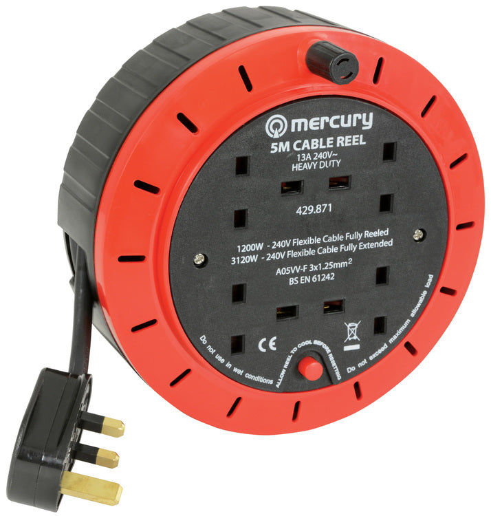 Mercury 4-Gang Extension Reel with Thermal Cut Out