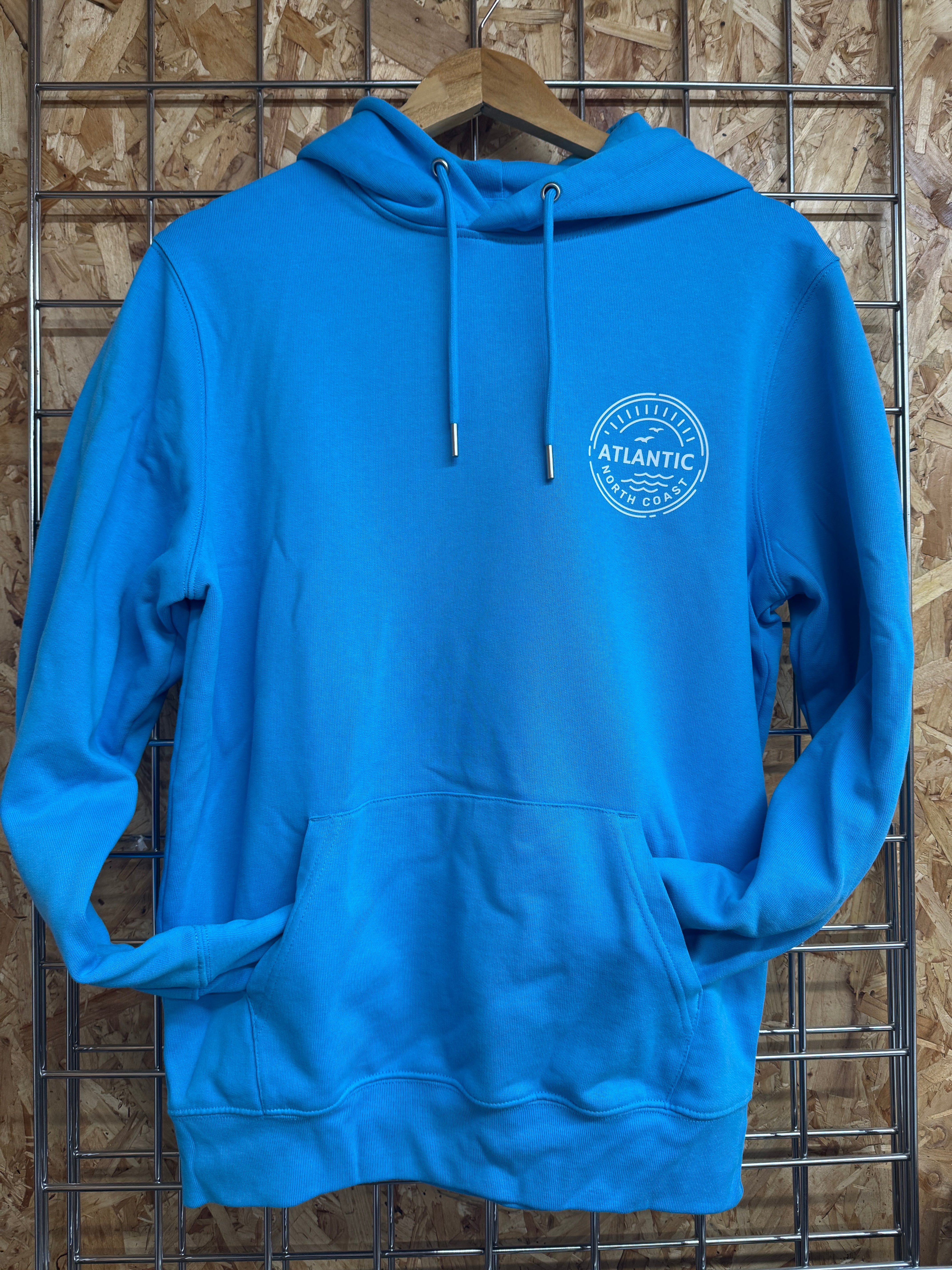 Atlantic Apparel 'Horizon' Chest Print Unisex Pop Hoody - Aqua Blue