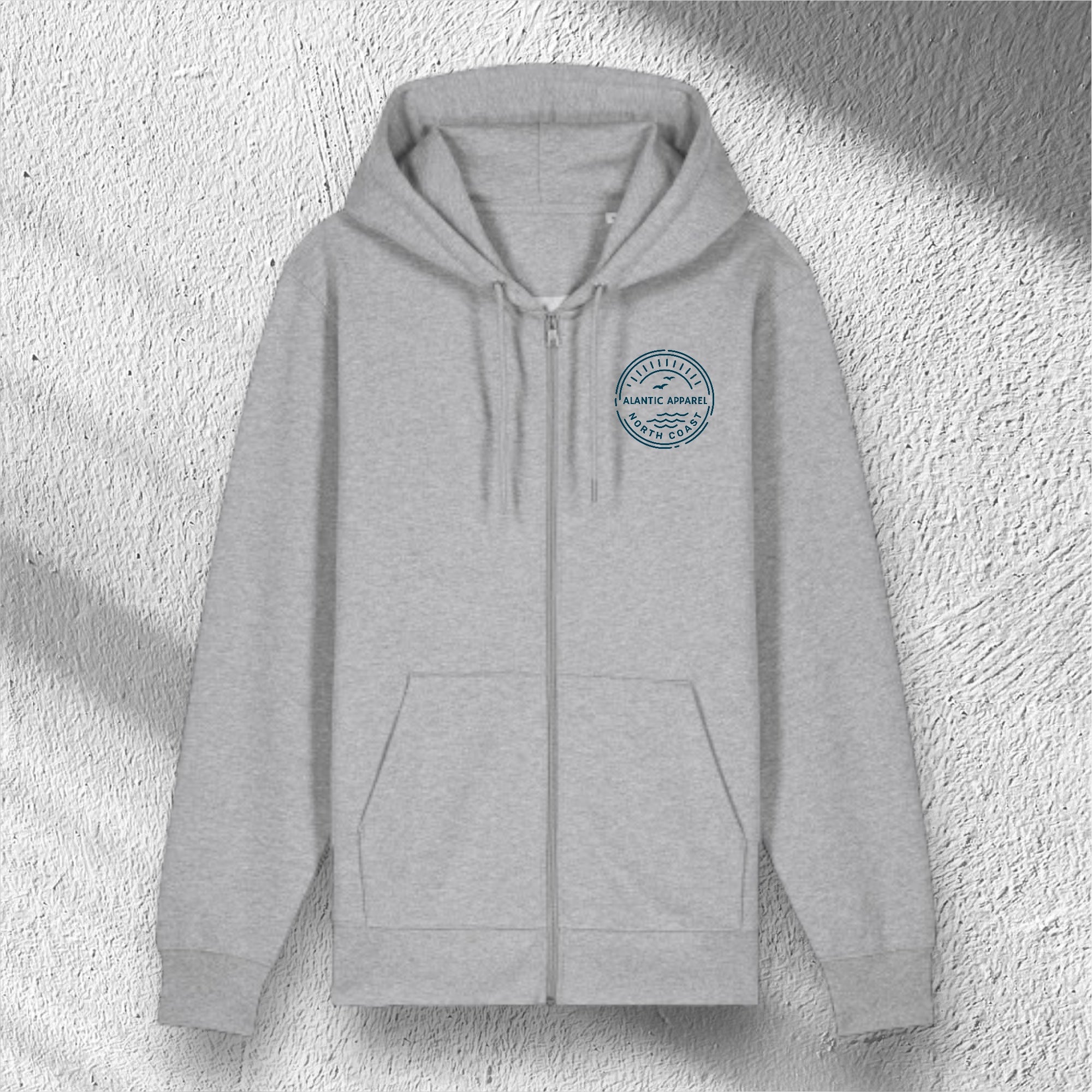 ATLANTIC APPAREL 'HORIZON' UNISEX ZIP HOODY - GREY