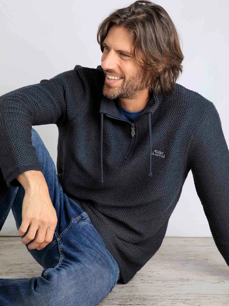 Weird Fish Cruiser 1/4 Zip Macaroni Sweatshirt Navy