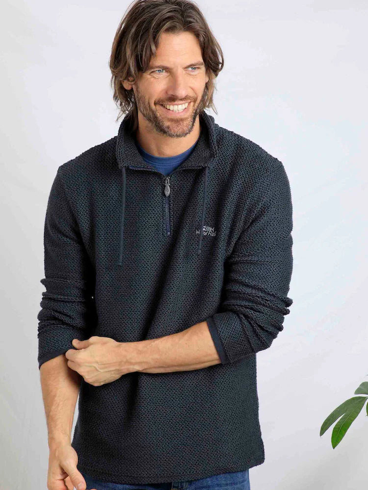 Weird Fish Cruiser 1/4 Zip Macaroni Sweatshirt Navy