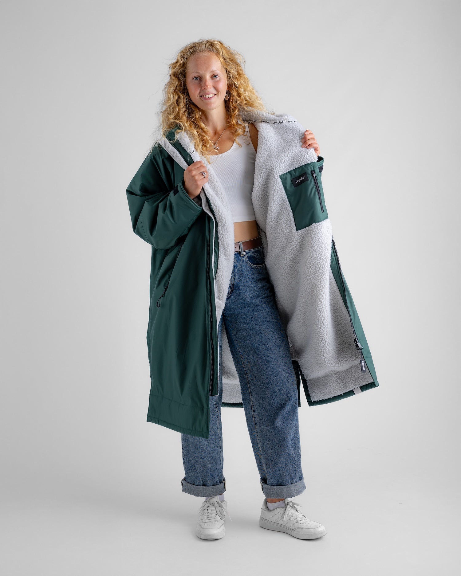 dryrobe® ADVANCE LONG SLEEVE - DARK GREEN/NIMBUS GREY