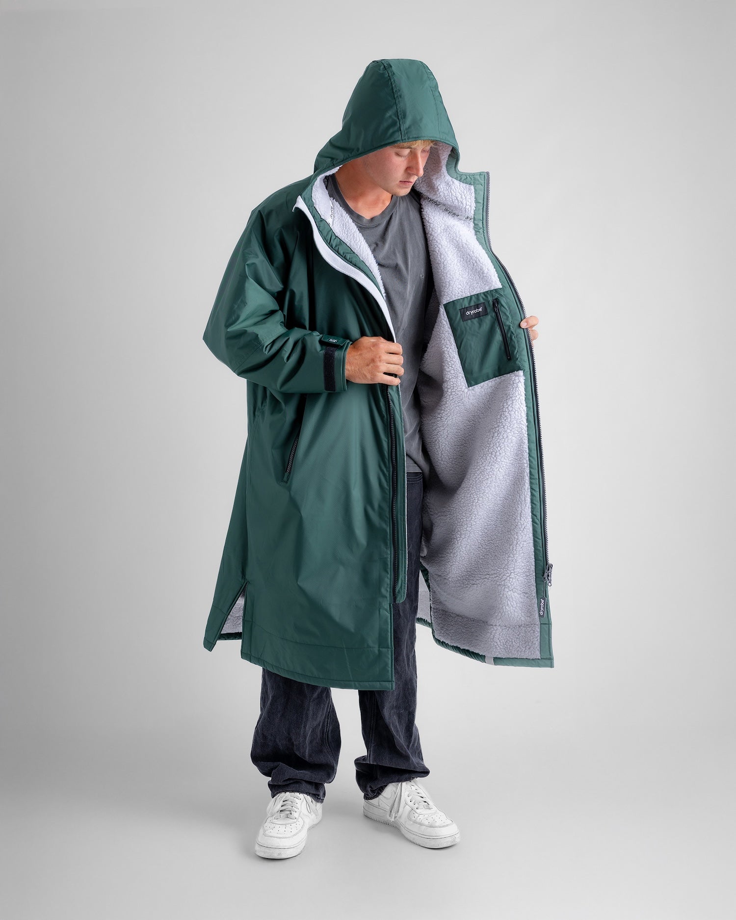 dryrobe® ADVANCE LONG SLEEVE - DARK GREEN/NIMBUS GREY