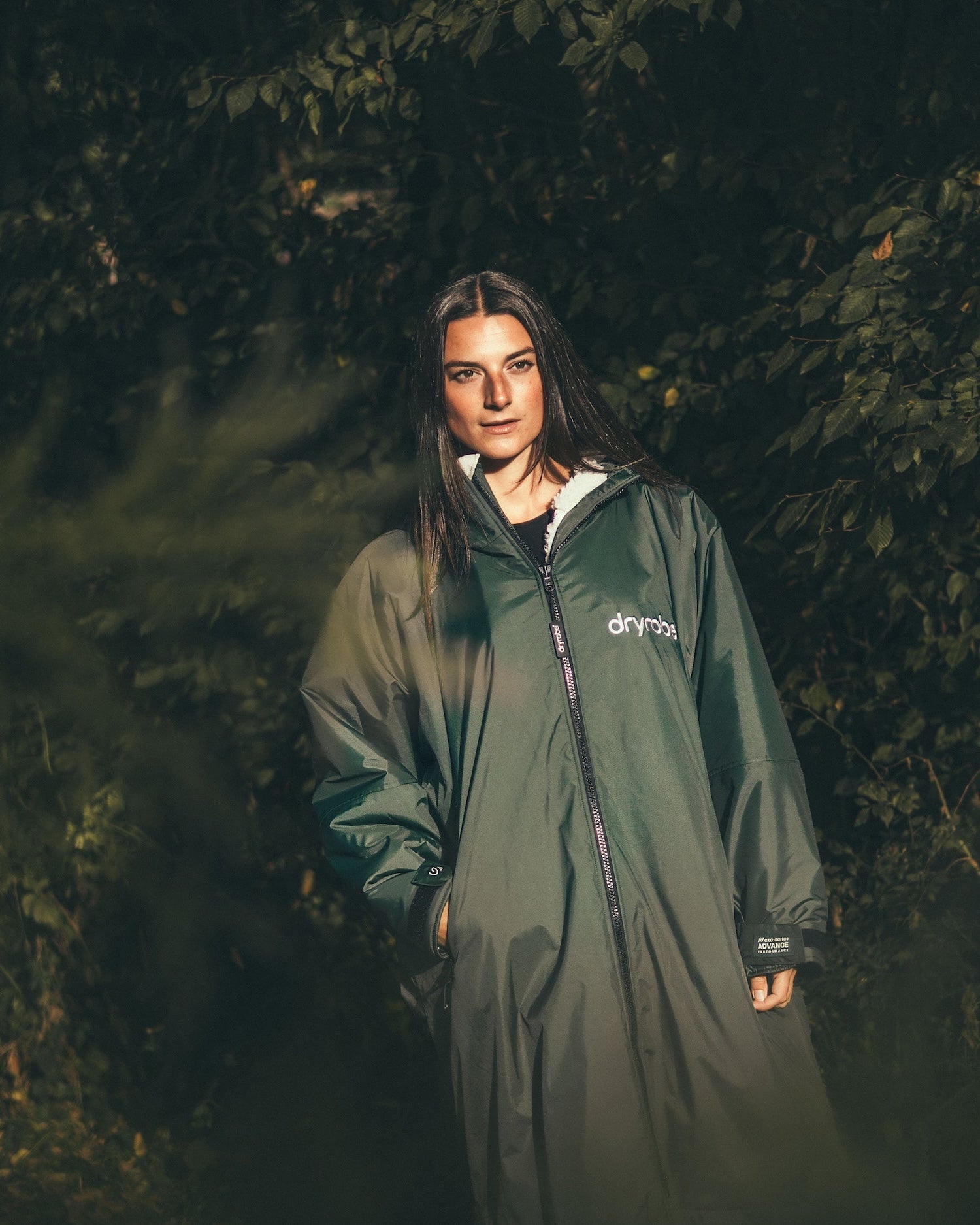 dryrobe® ADVANCE LONG SLEEVE - DARK GREEN/NIMBUS GREY