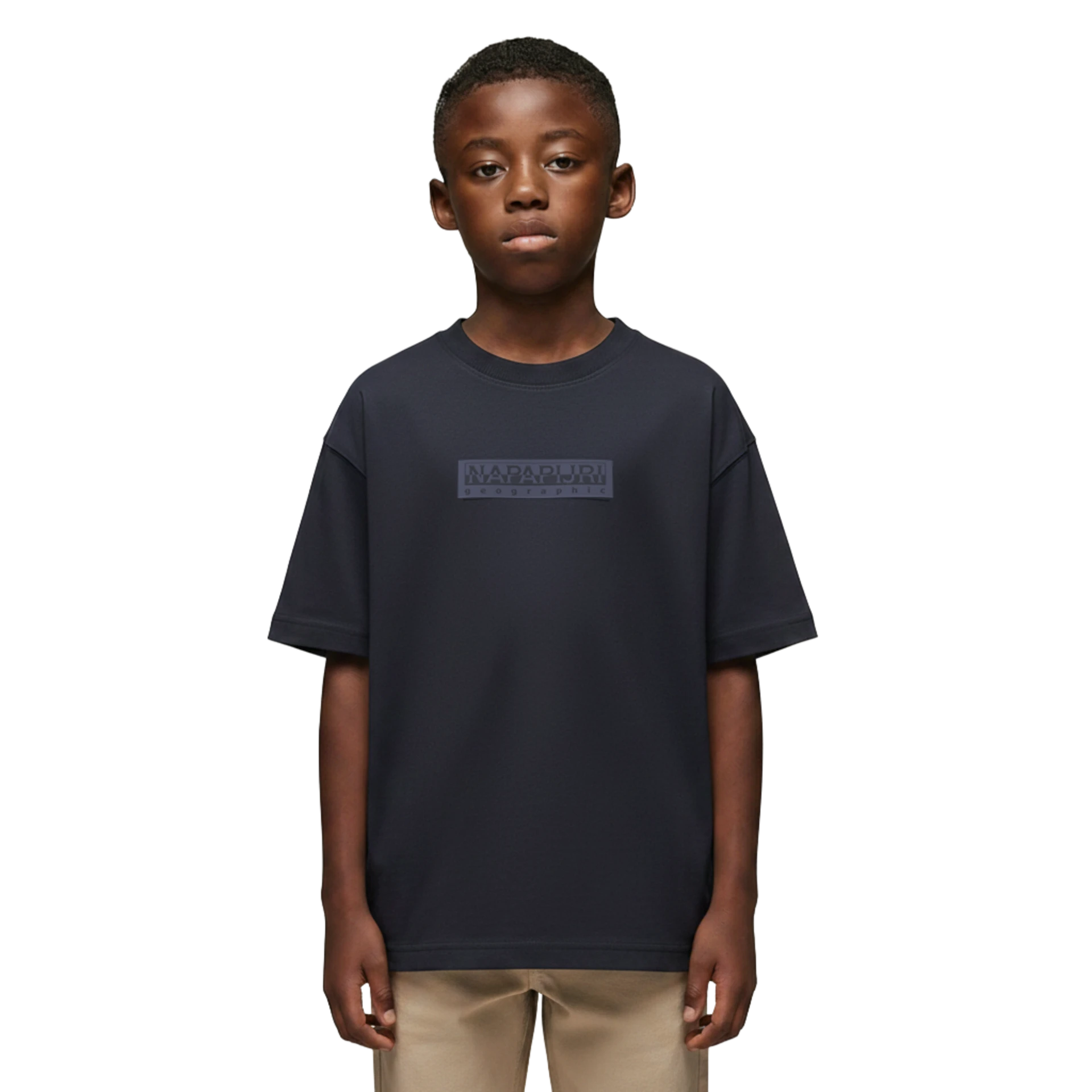Napapijri Youth S-New Box Logo T-Shirt - Blu Marine