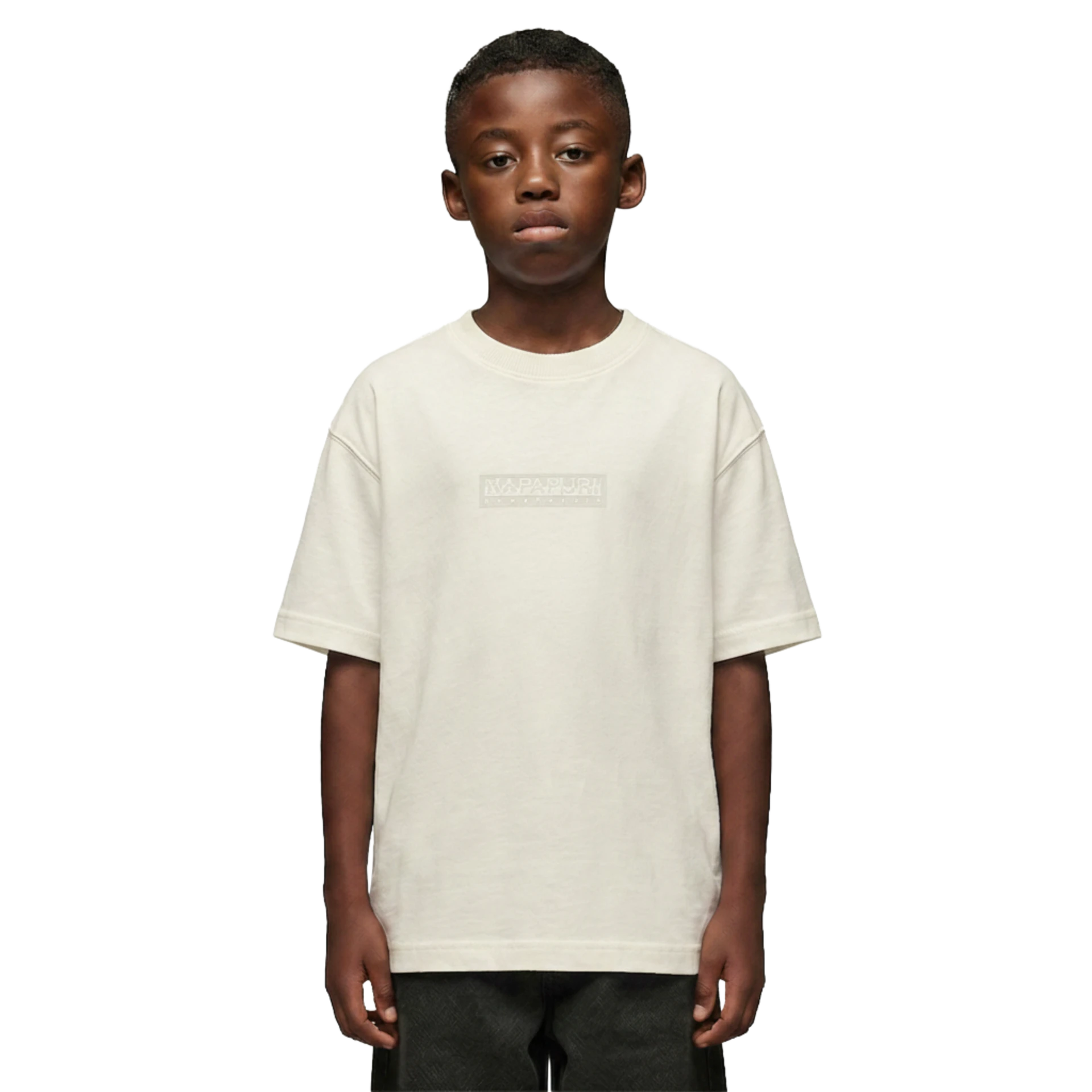 Napapijri Youth S-New Box Logo T-Shirt - White Whisper