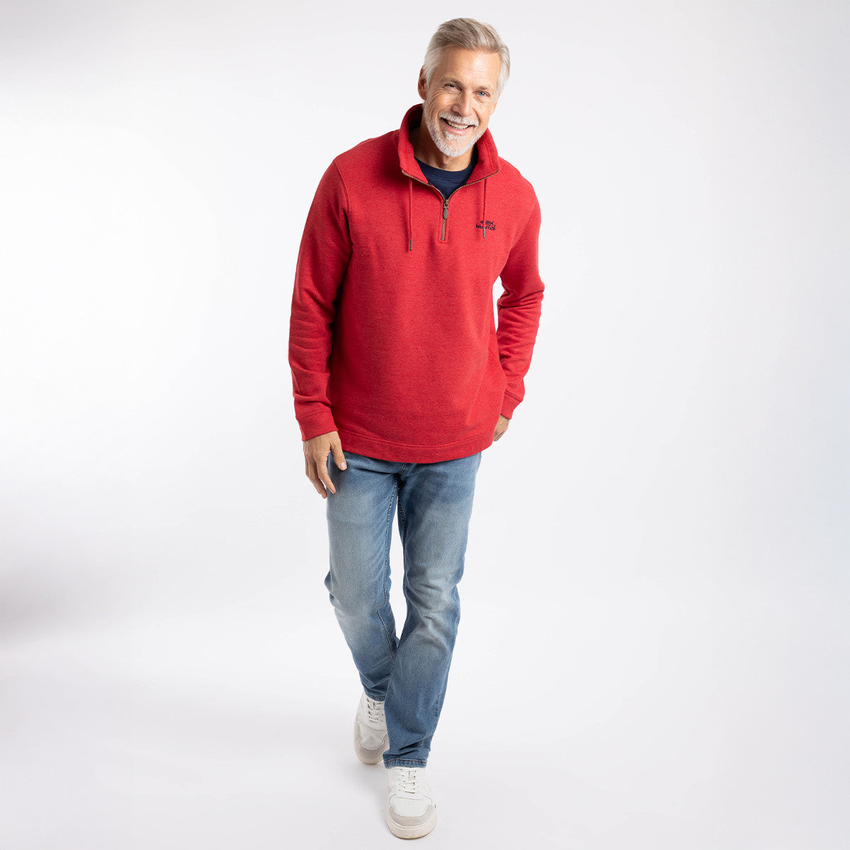 Weird Fish Brampton 1/4 Zip Sweatshirt - Red
