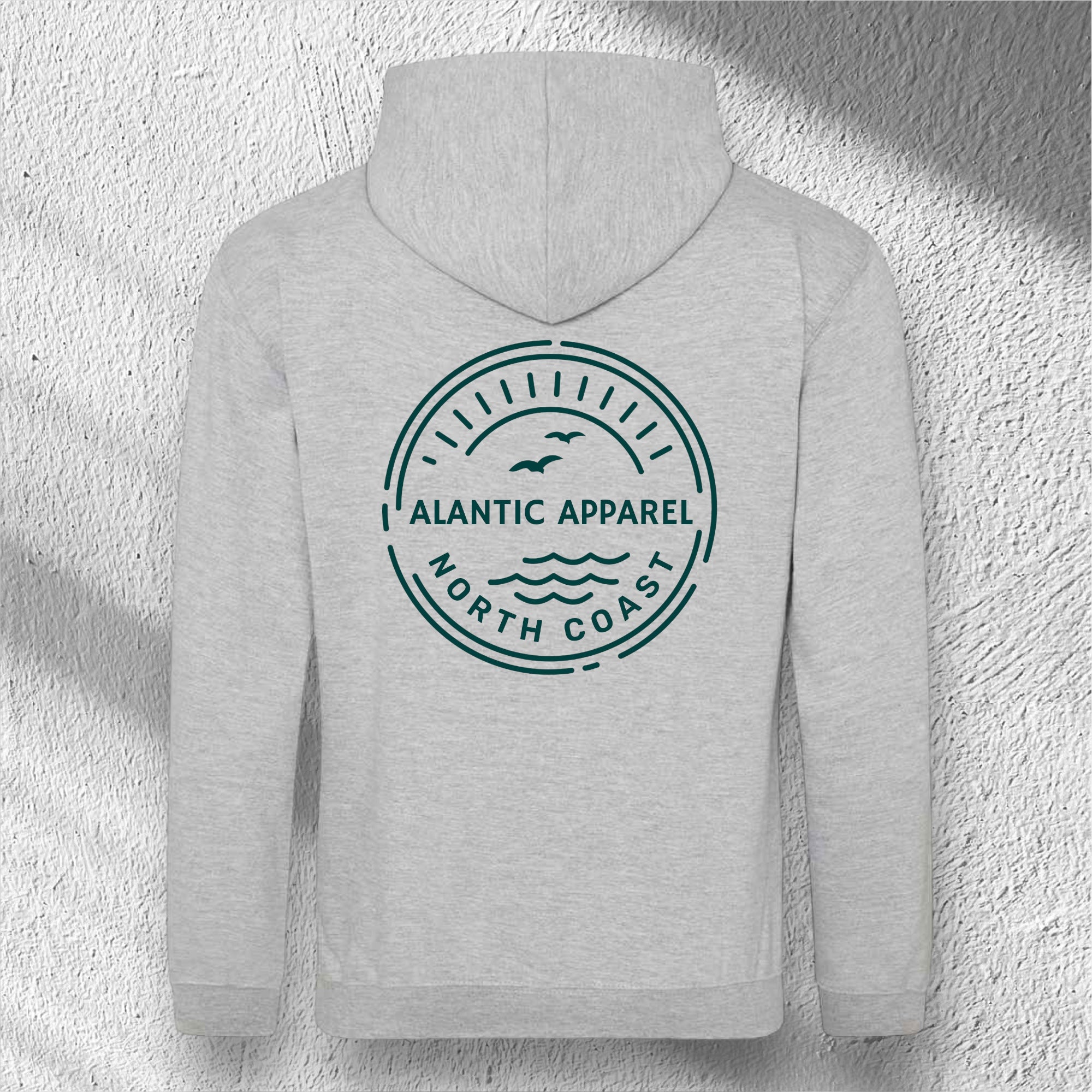 ATLANTIC APPAREL 'HORIZON' UNISEX ZIP HOODY - GREY