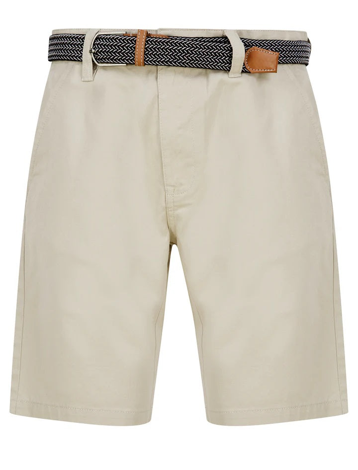 KENSINGTON EASTSIDE CORTEZ COTTON TWILL CHINO SHORTS WITH WOVEN BELT