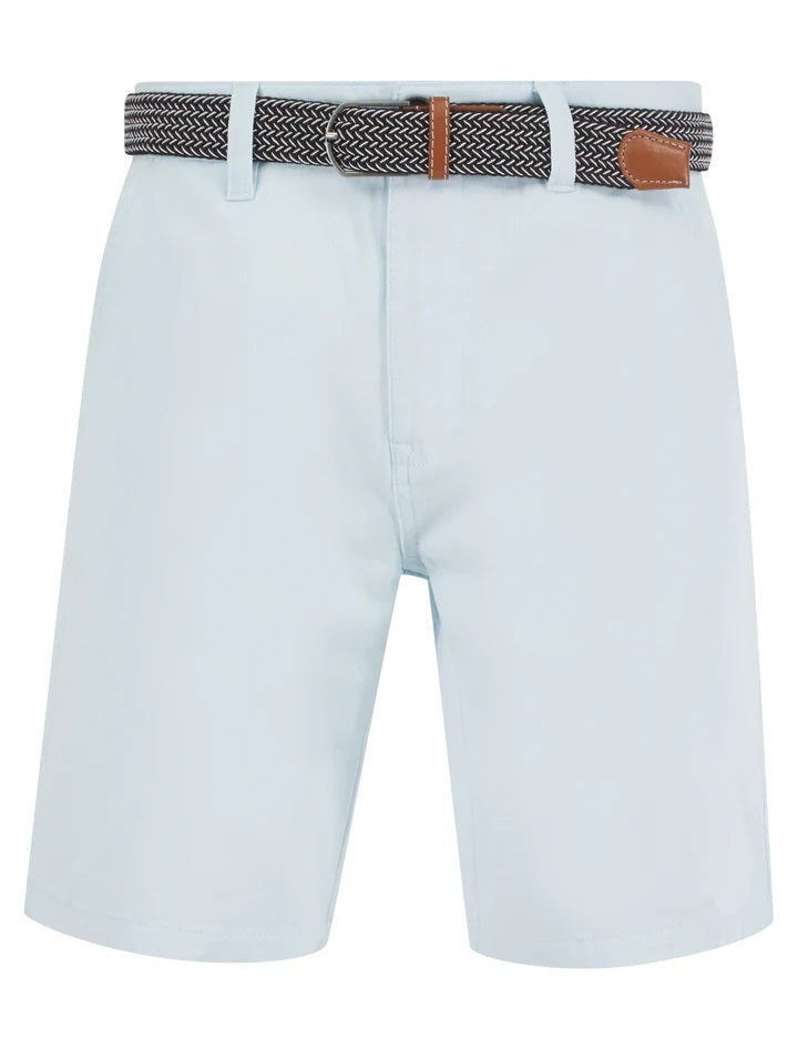 KENSINGTON EASTSIDE CORTEZ COTTON TWILL CHINO SHORTS WITH WOVEN BELT