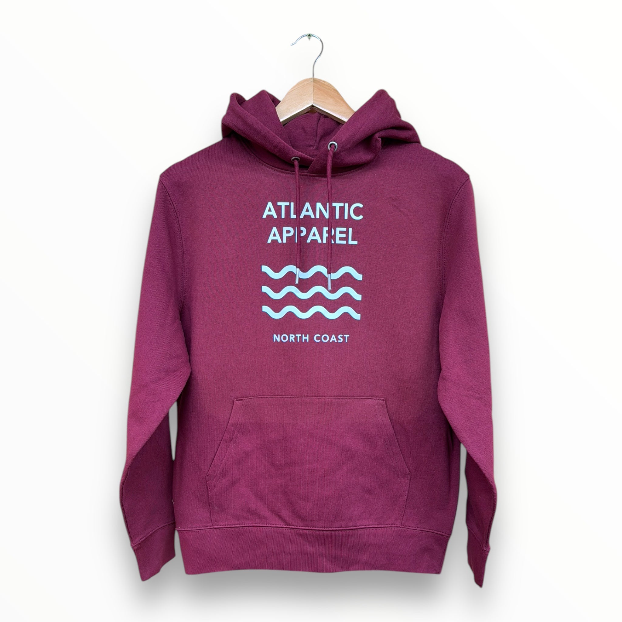 ATLANTIC APPAREL 'WAVELINE' UNISEX POP HOODY - BURGUNDY