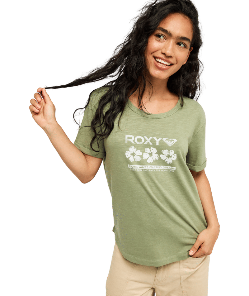 Roxy Oceanwave Regular Womens Green Short Sleeve T-Shirt
