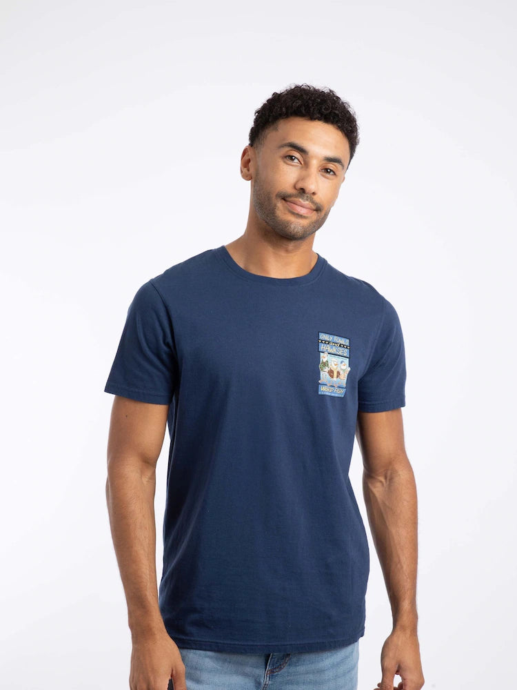 Weird Fish Only Fowls And Hawkses Back Print Artist T-Shirt Dark Blue
