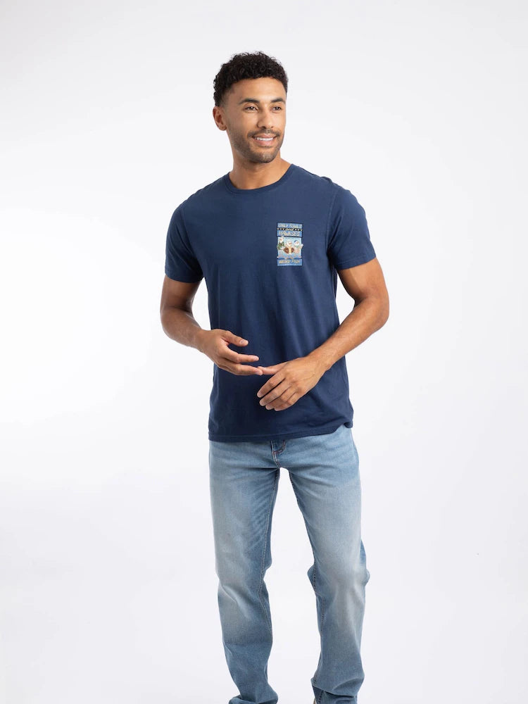 Weird Fish Only Fowls And Hawkses Back Print Artist T-Shirt Dark Blue