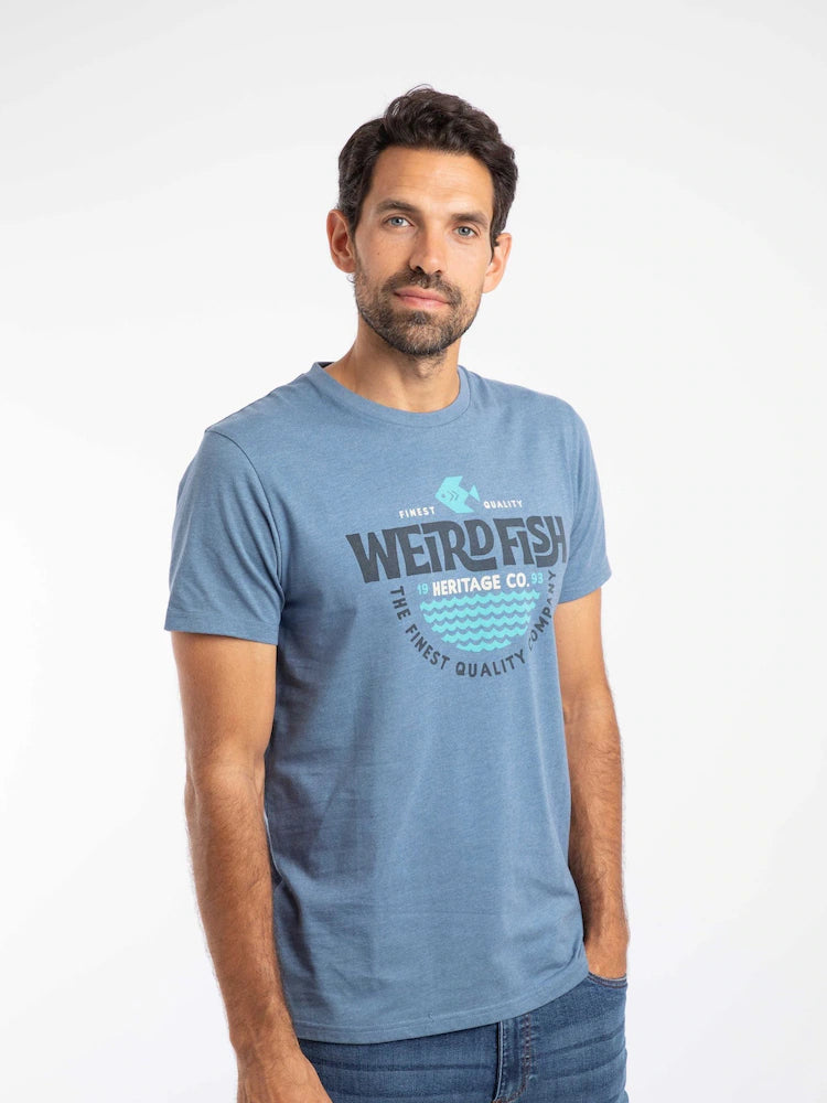 Weird Fish Heritage Surf Front Print Graphic T-Shirt Mid Blue
