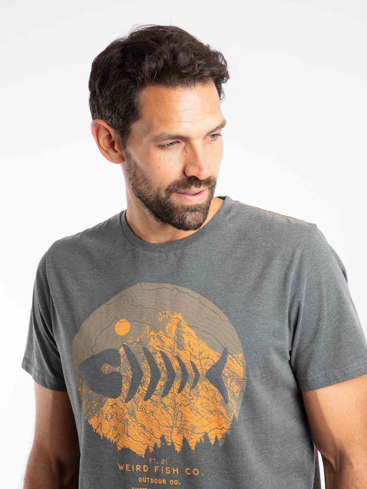 Weird Fish Explorer Front Print Graphic T-Shirt Iron Stone