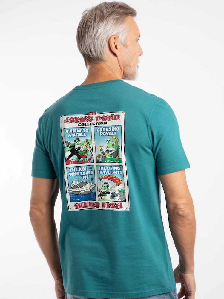 Weird Fish James Pond Back Print Artist T-Shirt - Deep Teal