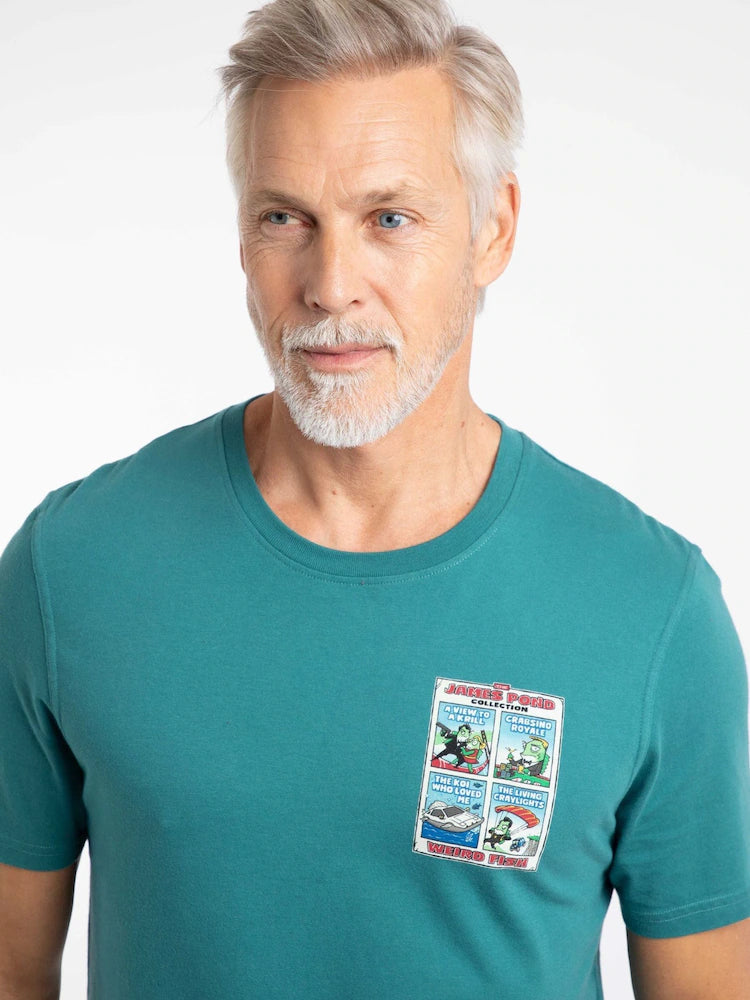 Weird Fish James Pond Back Print Artist T-Shirt - Deep Teal
