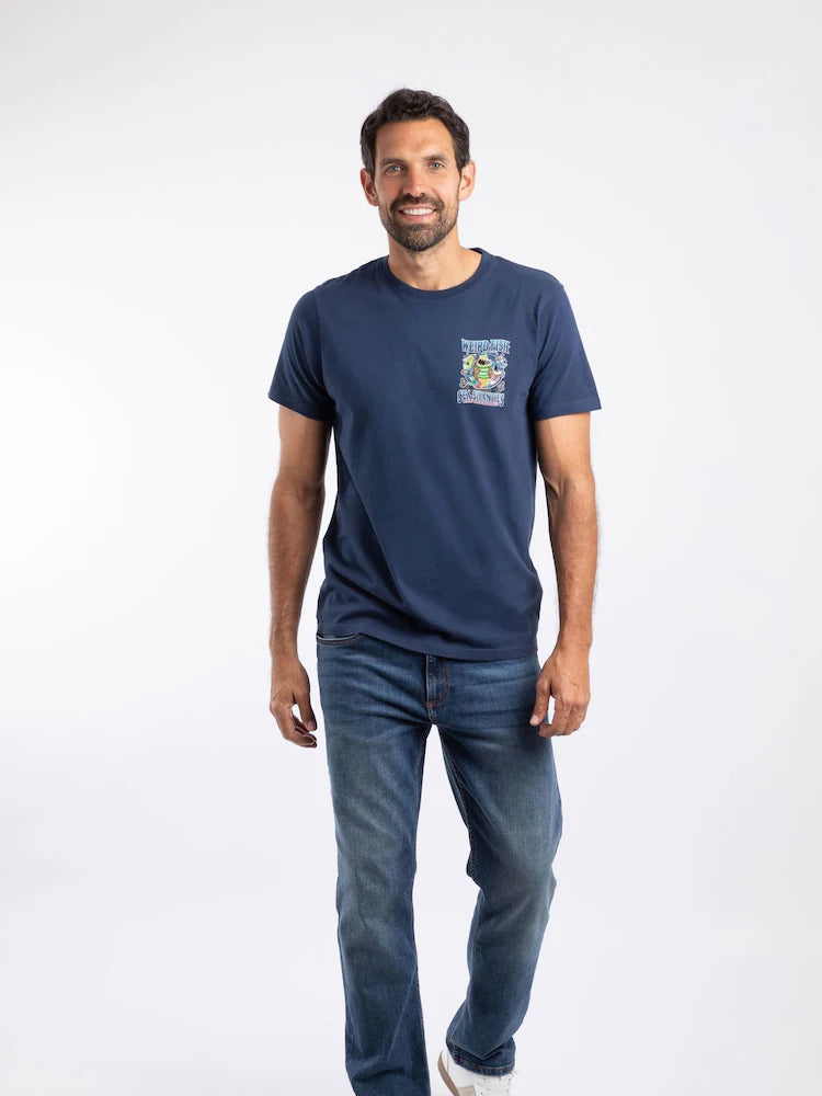 Weird Fish Sea Shanties Back Print Artist T-Shirt Dark Blue