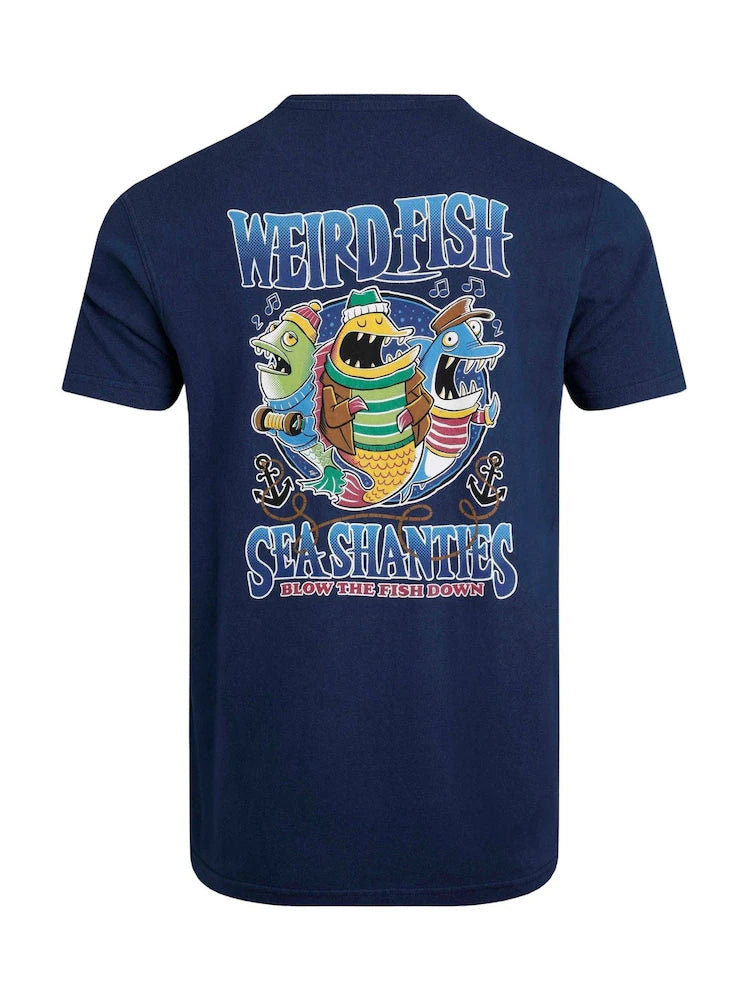 Weird Fish Sea Shanties Back Print Artist T-Shirt Dark Blue