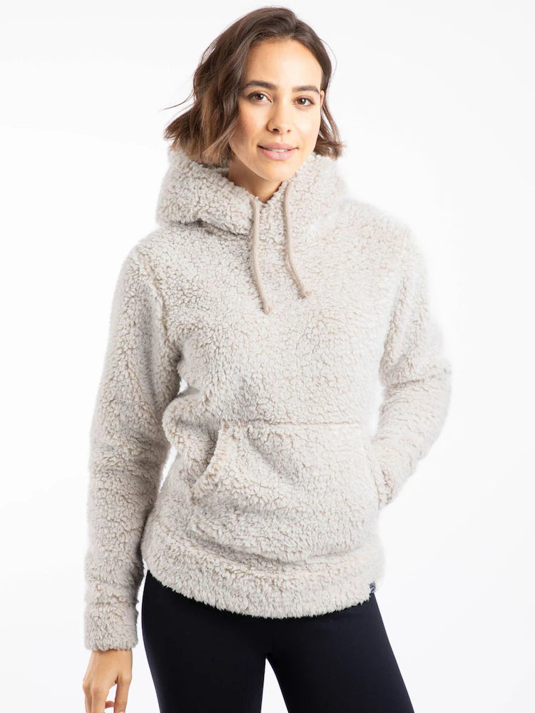 Weird Fish Yara Cosy Fleece Hoodie Beige