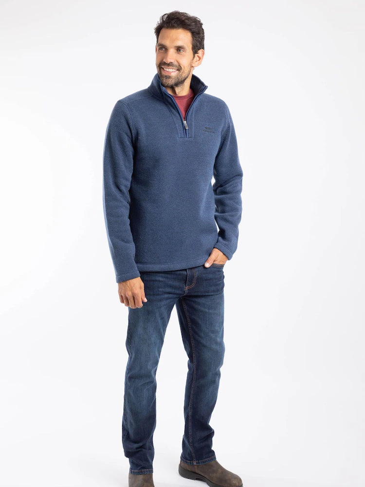 Weird Fish Stowe Recycled 1/4 Zip Soft Knit Fleece Blue Indigo