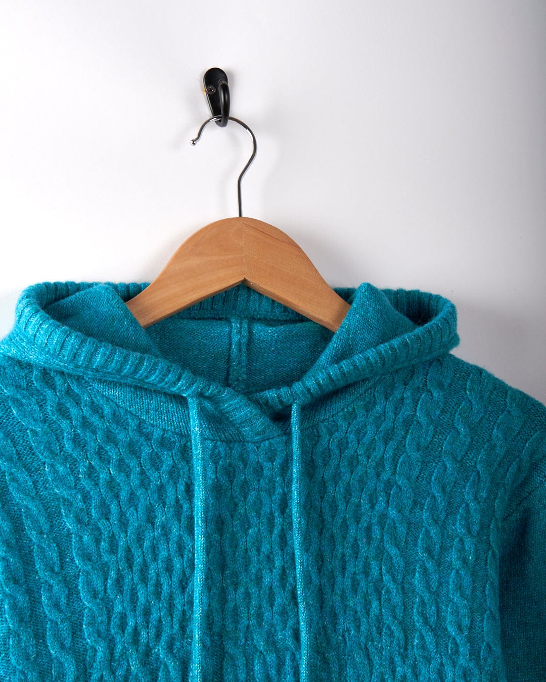 SALTROCK 'HELE BAY' WOMENS LONGLINE KNITTED HOODIE - BLUE