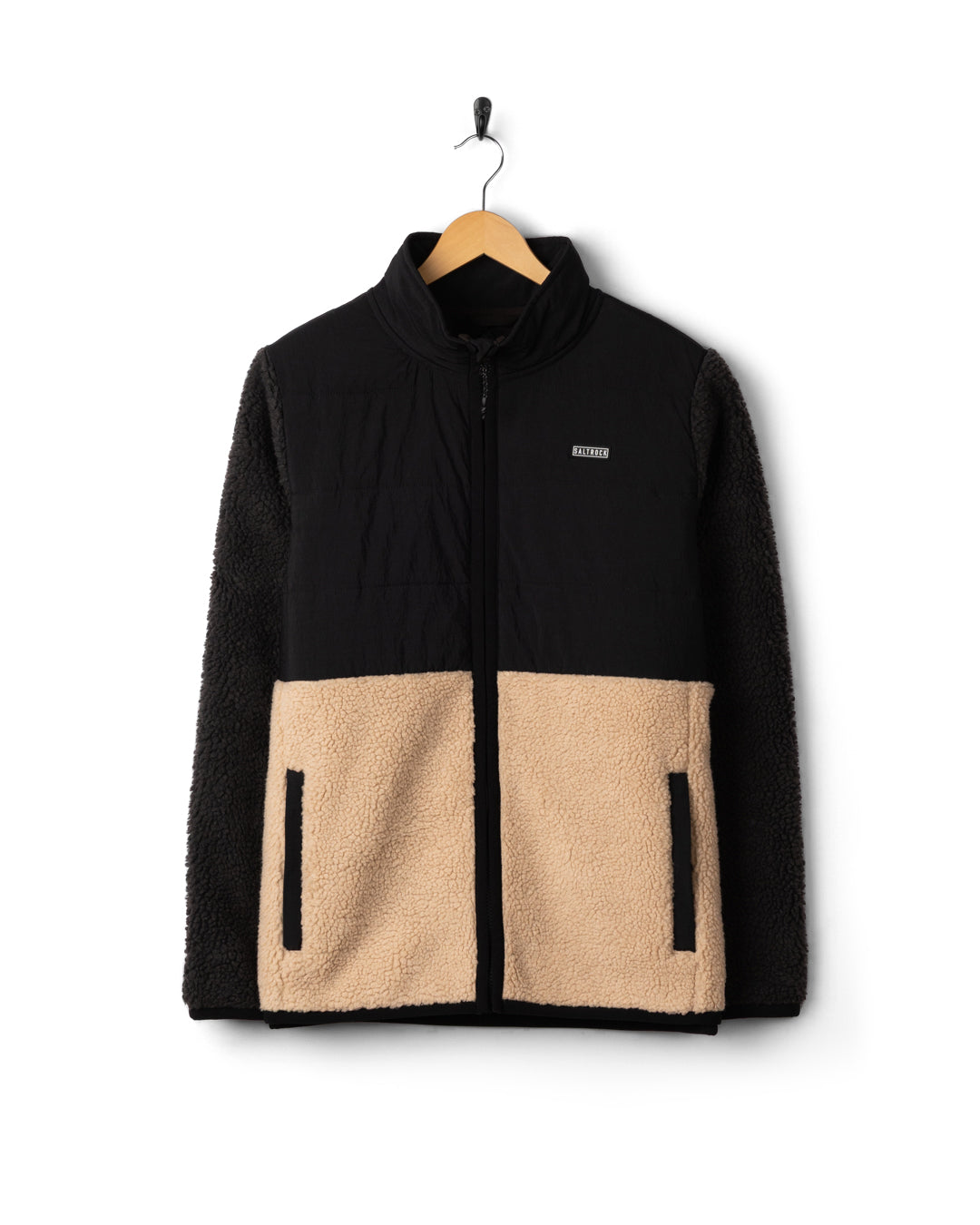 Saltrock Rafe Mens Zip Fleece in Black/Beige
