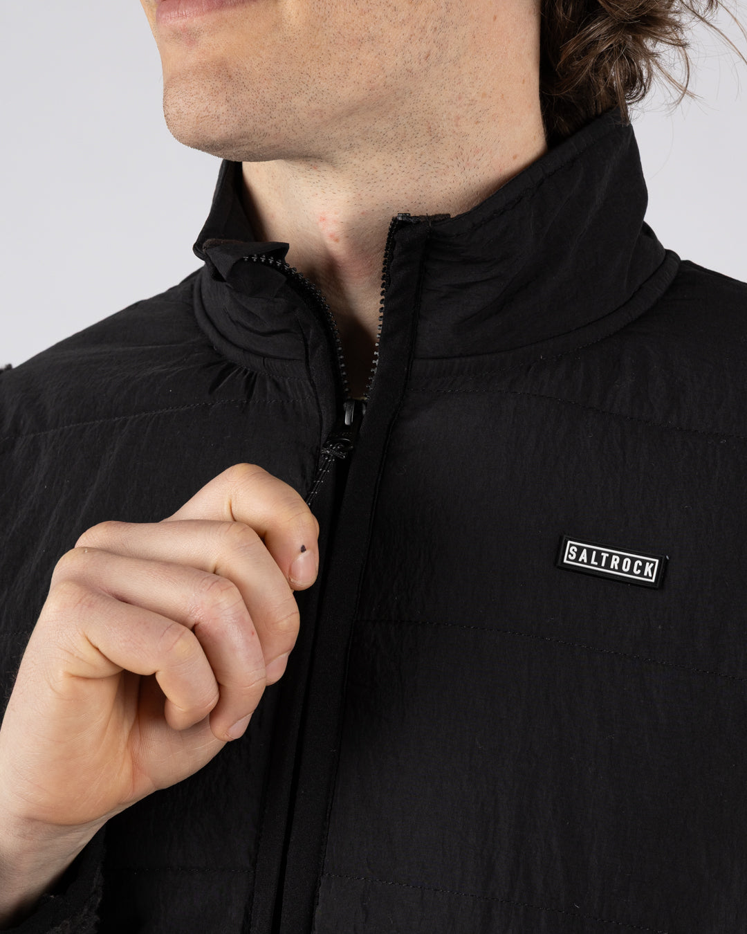 Saltrock Rafe Mens Zip Fleece in Black/Beige
