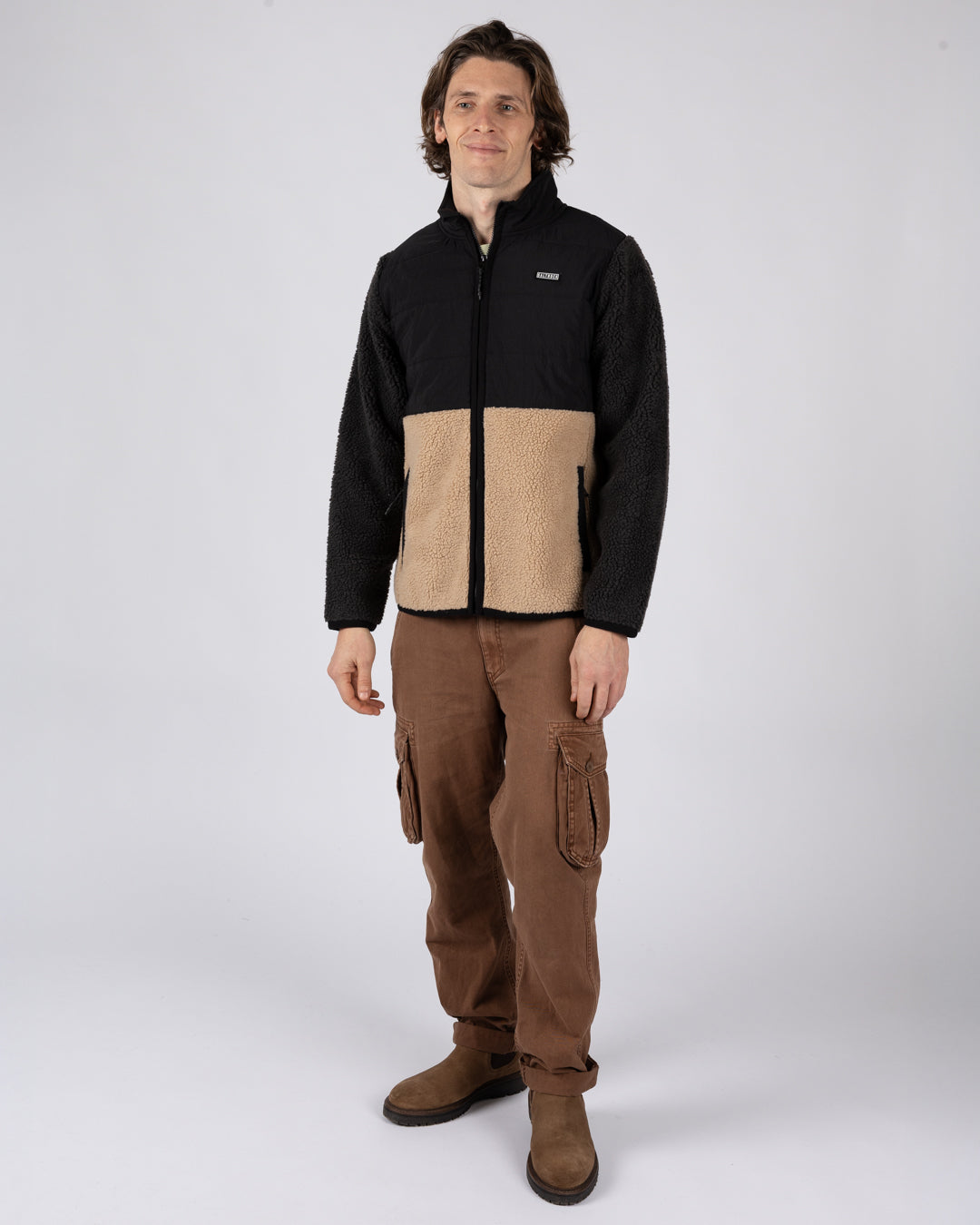 Saltrock Rafe Mens Zip Fleece in Black/Beige