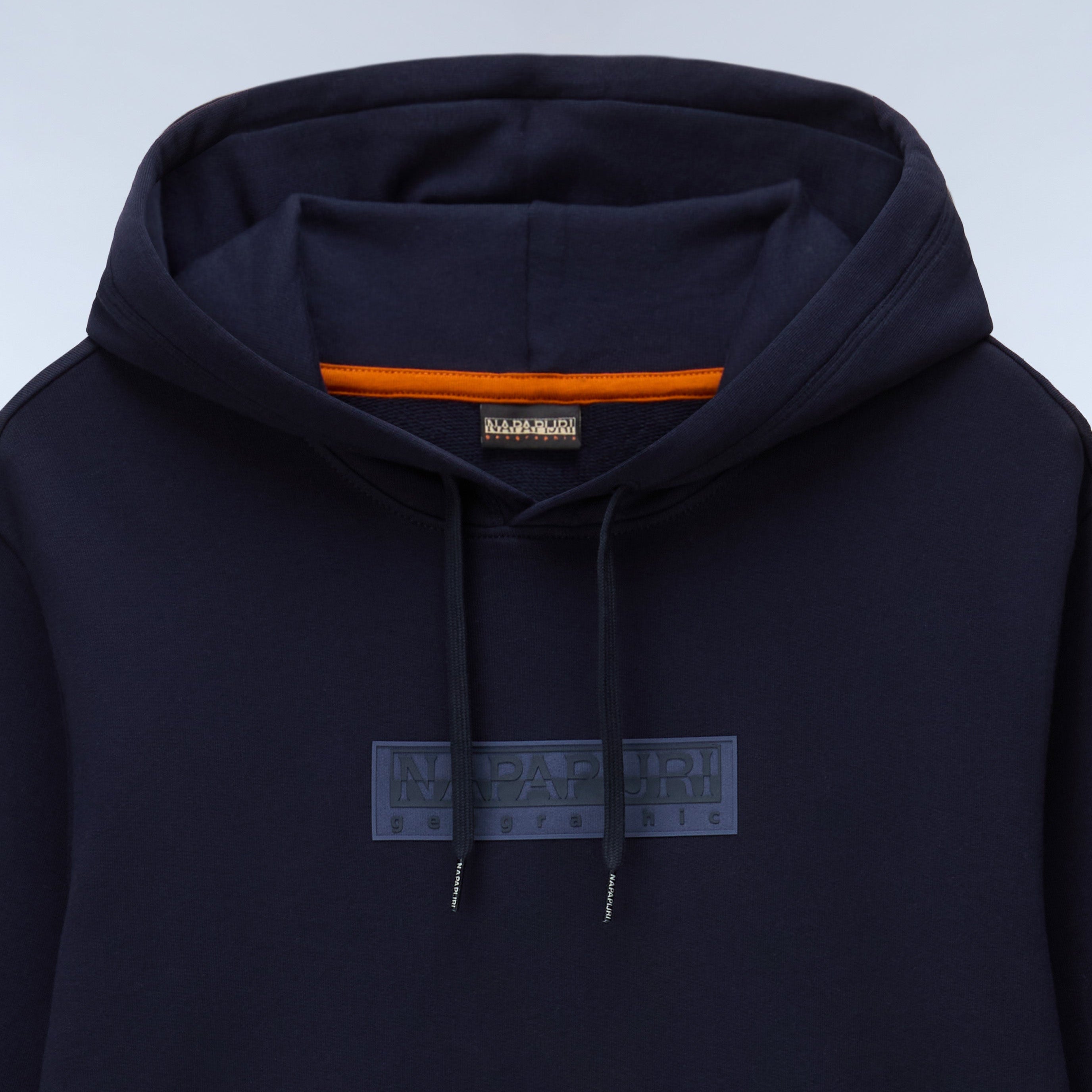 Napapijri Box Logo French Terry Hoodie - Dark Blue