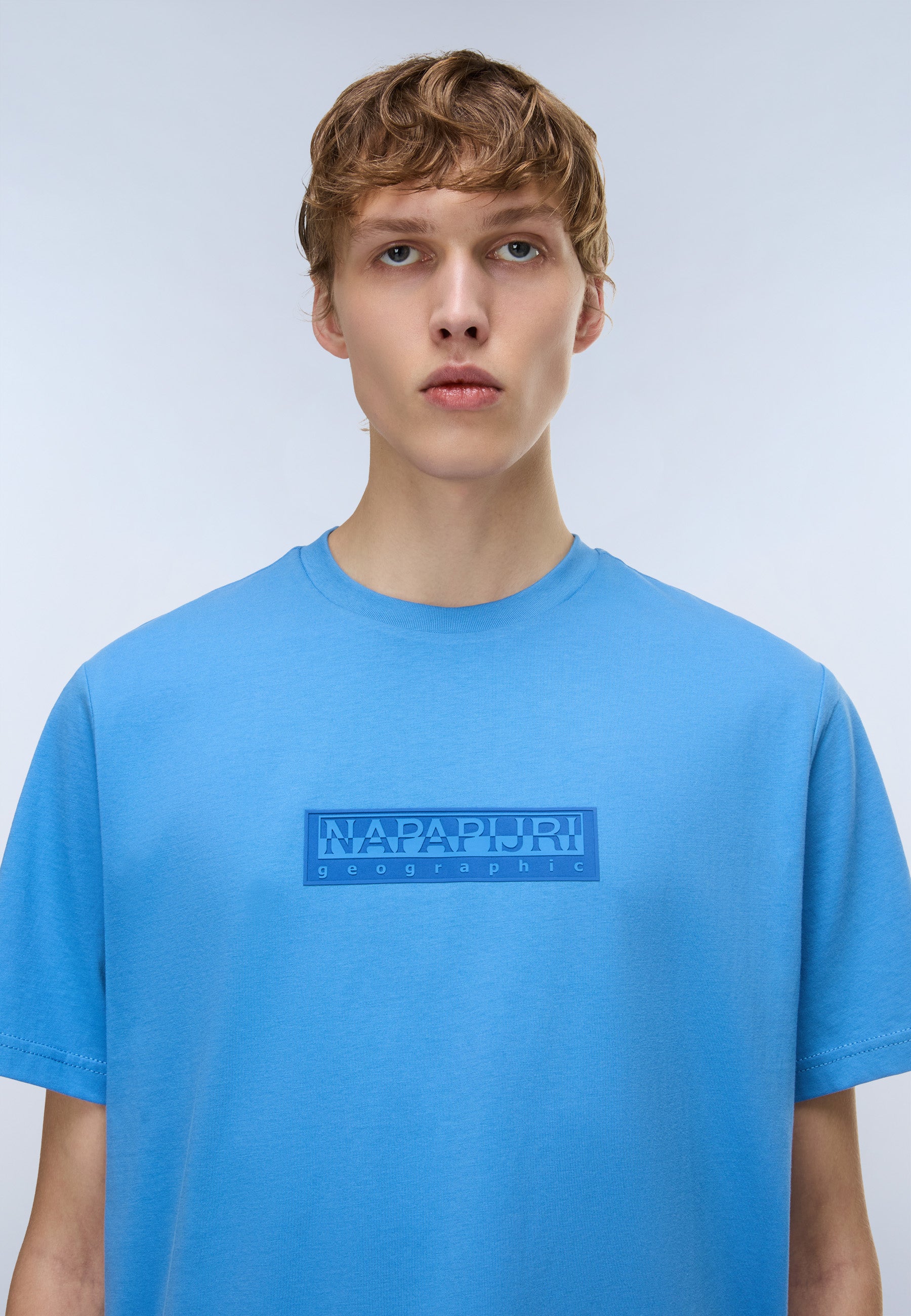 Napapijri Box Logo Short Sleeve T-Shirt - Light Blue