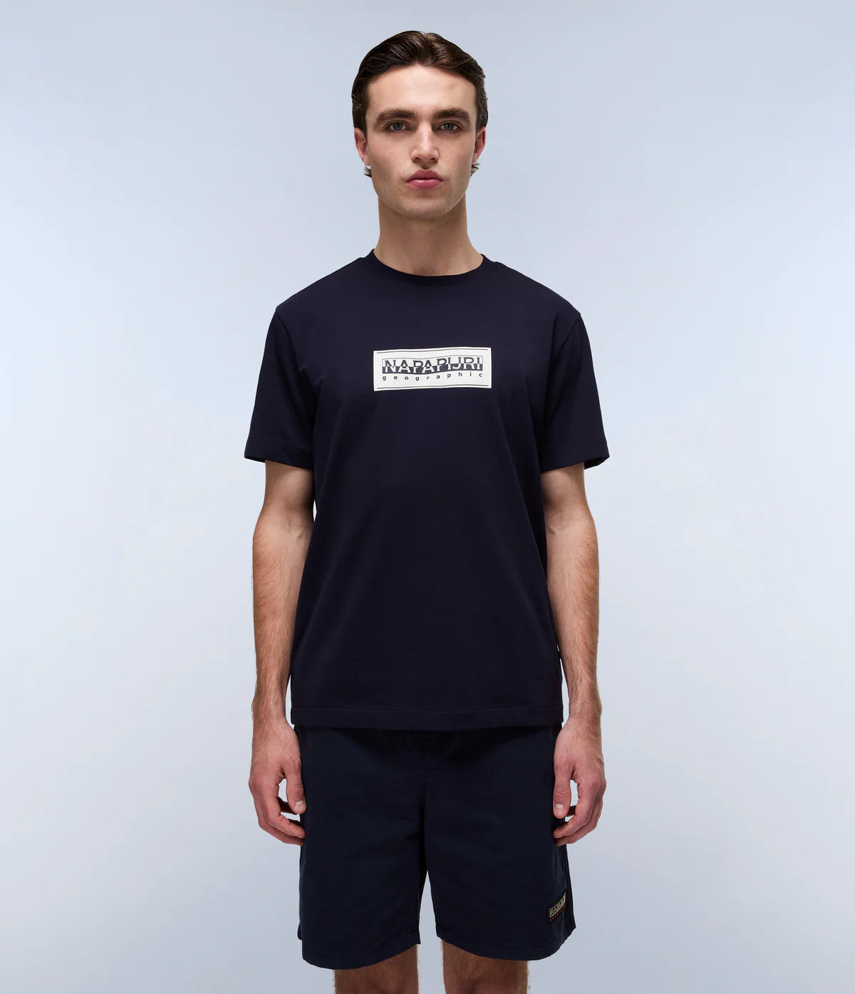 NAPAPIJRI BOX LOGO SHORT SLEEVE T-SHIRT - BLU MARINE