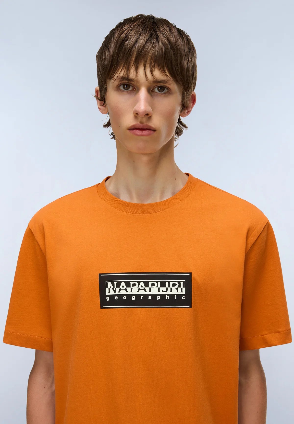 NAPAPIJRI BOX LOGO SHORT SLEEVE T-SHIRT - ORANGE PUMPKIN