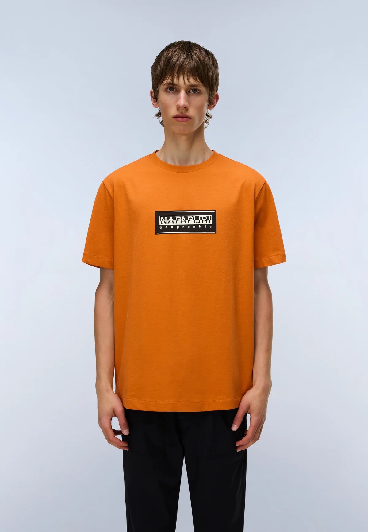 NAPAPIJRI BOX LOGO SHORT SLEEVE T-SHIRT - ORANGE PUMPKIN