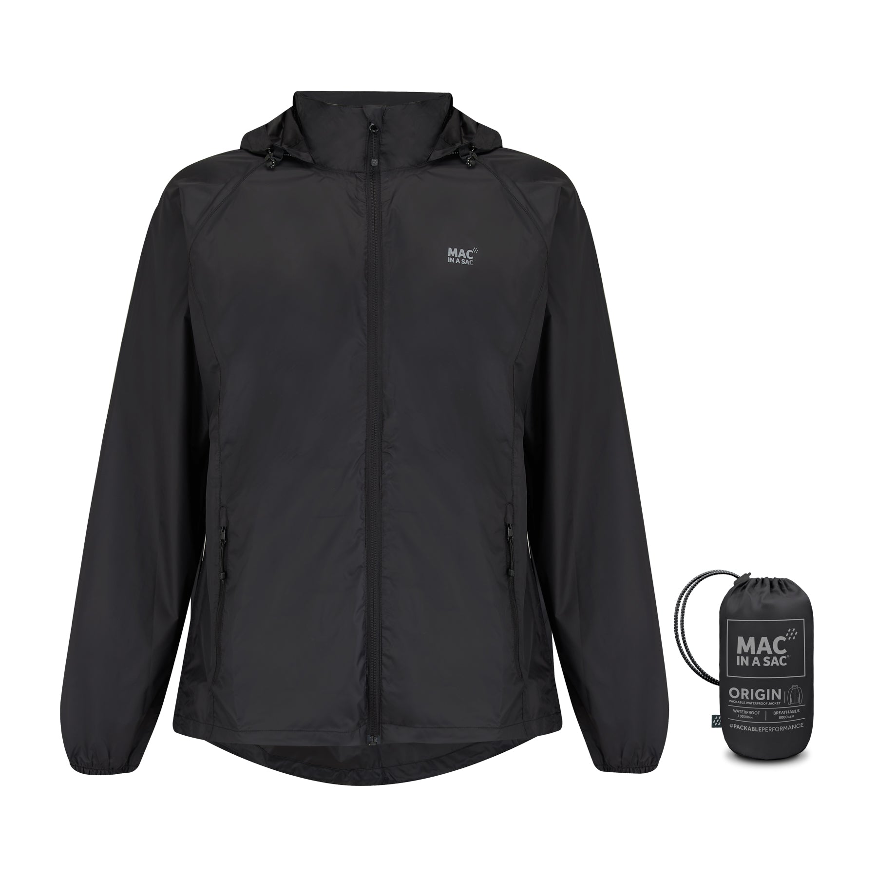 MAC IN A SAC ORIGIN II PACKABLE WATERPROOF JACKET - BLACK