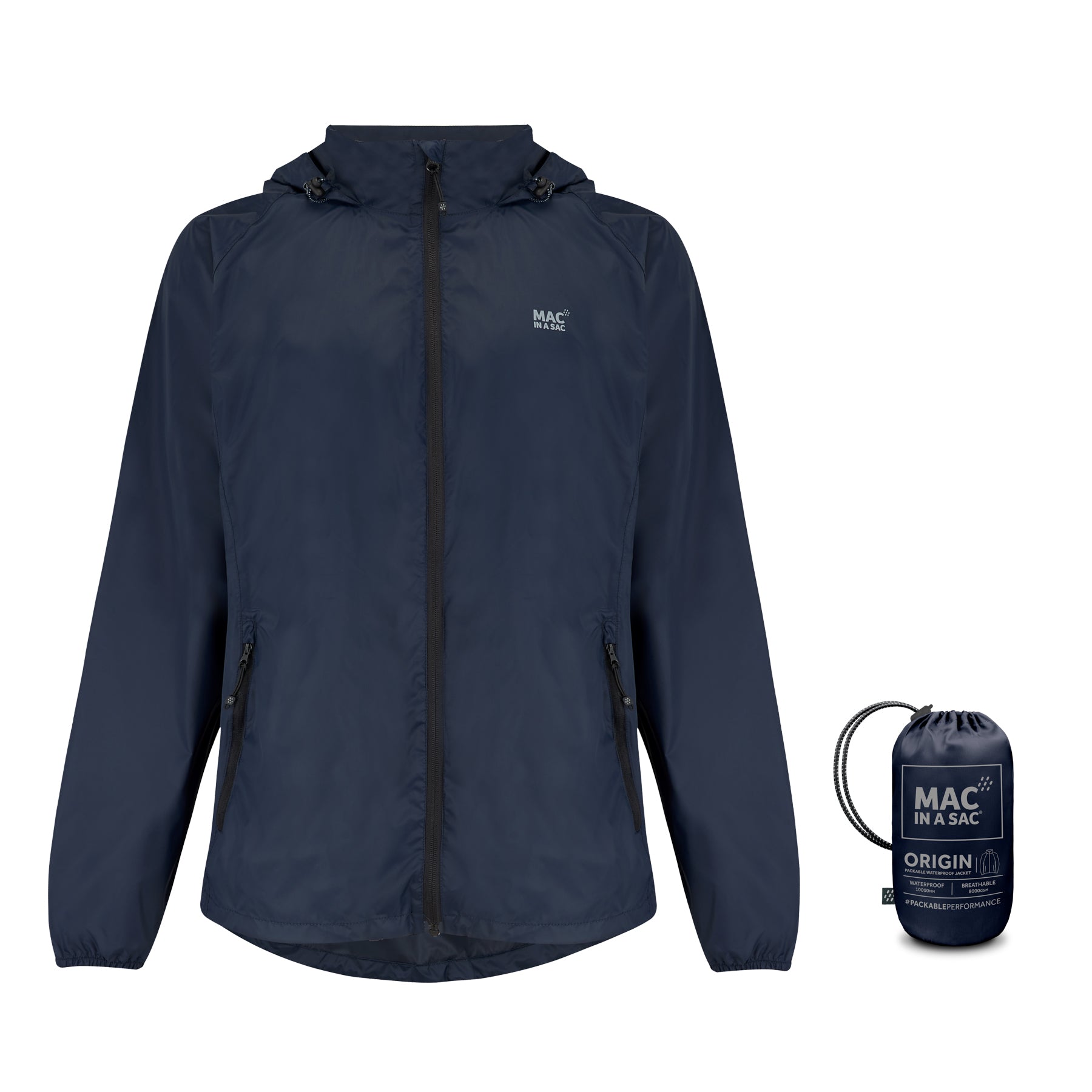 MAC IN A SAC ORIGIN II PACKABLE WATERPROOF JACKET - NAVY