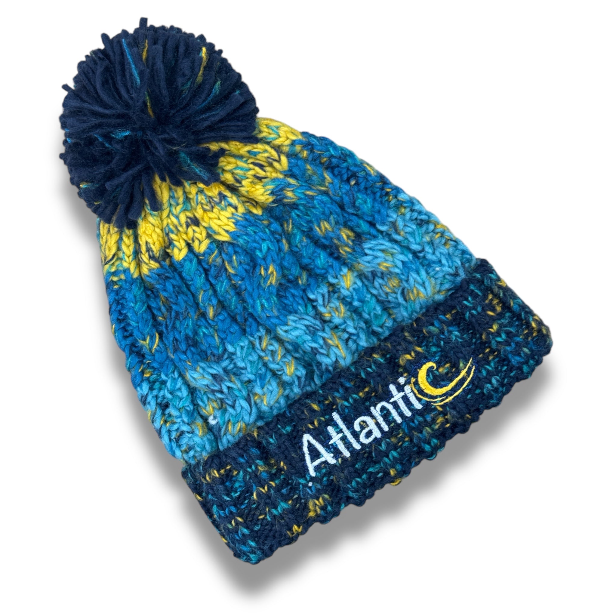 ATLANTIC 'CORKSCREW' POM BEANIE - MARINE SPLASH