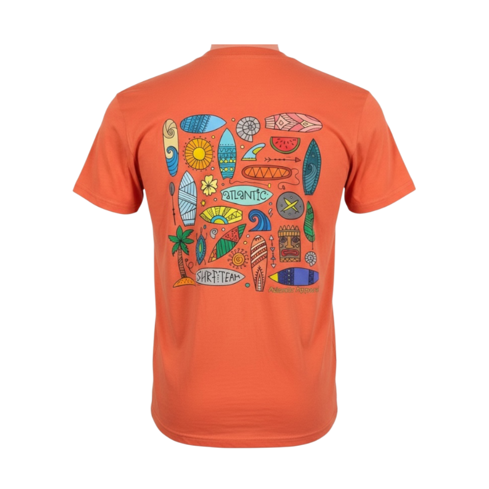 Atlantic Apparel 'Surf Team' Short Sleeve Unisex T-Shirt - Fiesta Orange