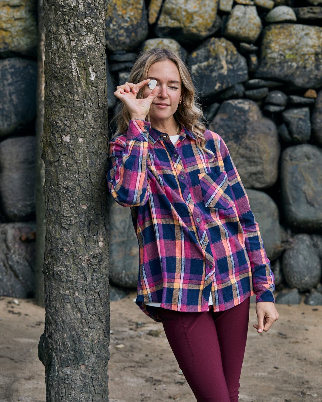 SALTROCK 'ROSALIN' WOMENS CHECK SHIRT - PURPLE