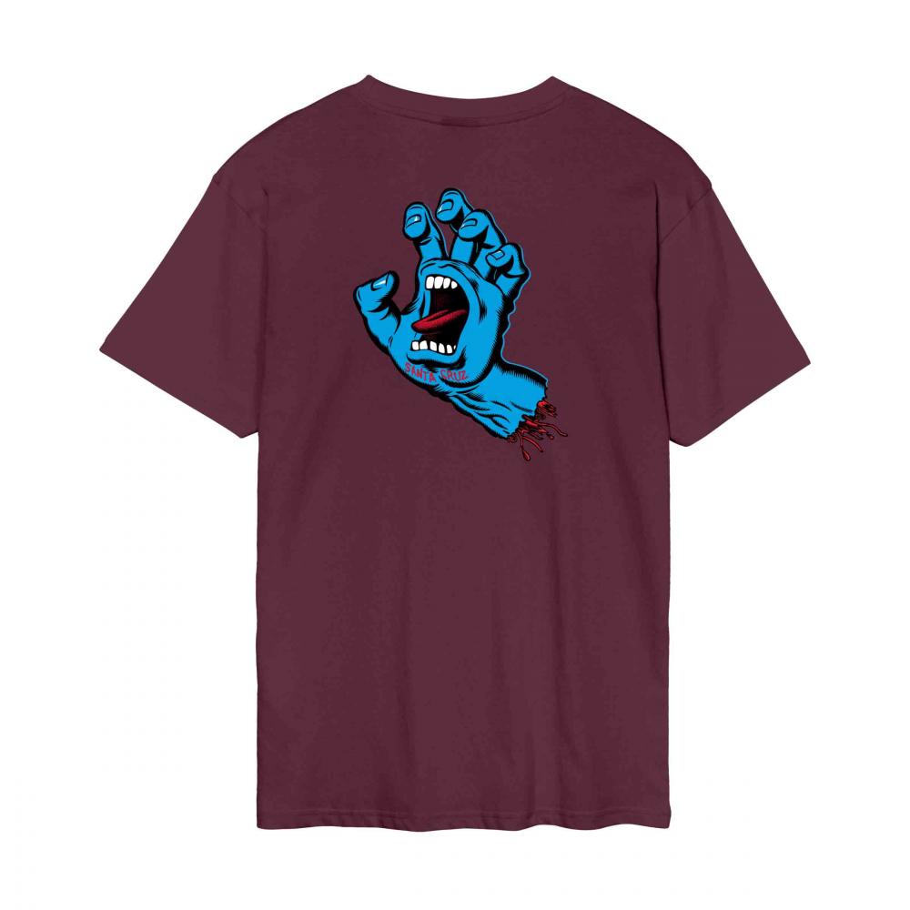 SANTA CRUZ SCREAMING HAND CHEST T-SHIRT - DARK CHERRY