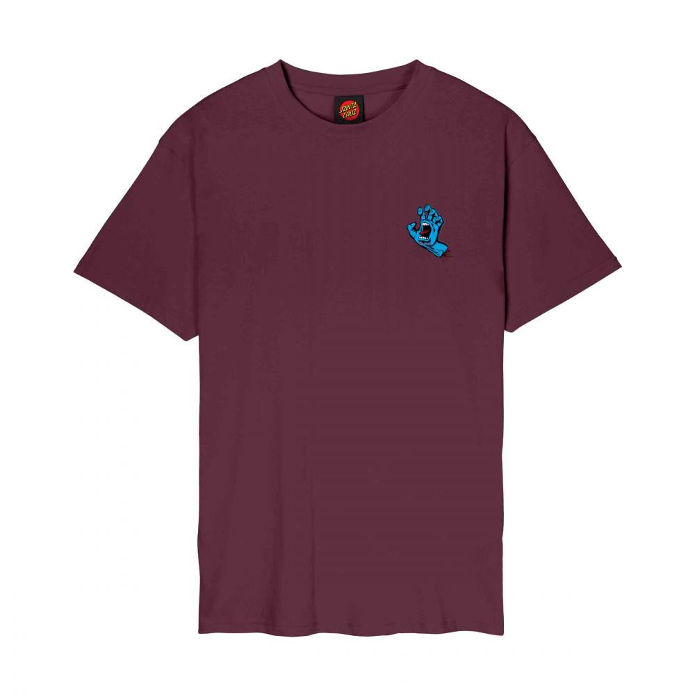 SANTA CRUZ SCREAMING HAND CHEST T-SHIRT - DARK CHERRY