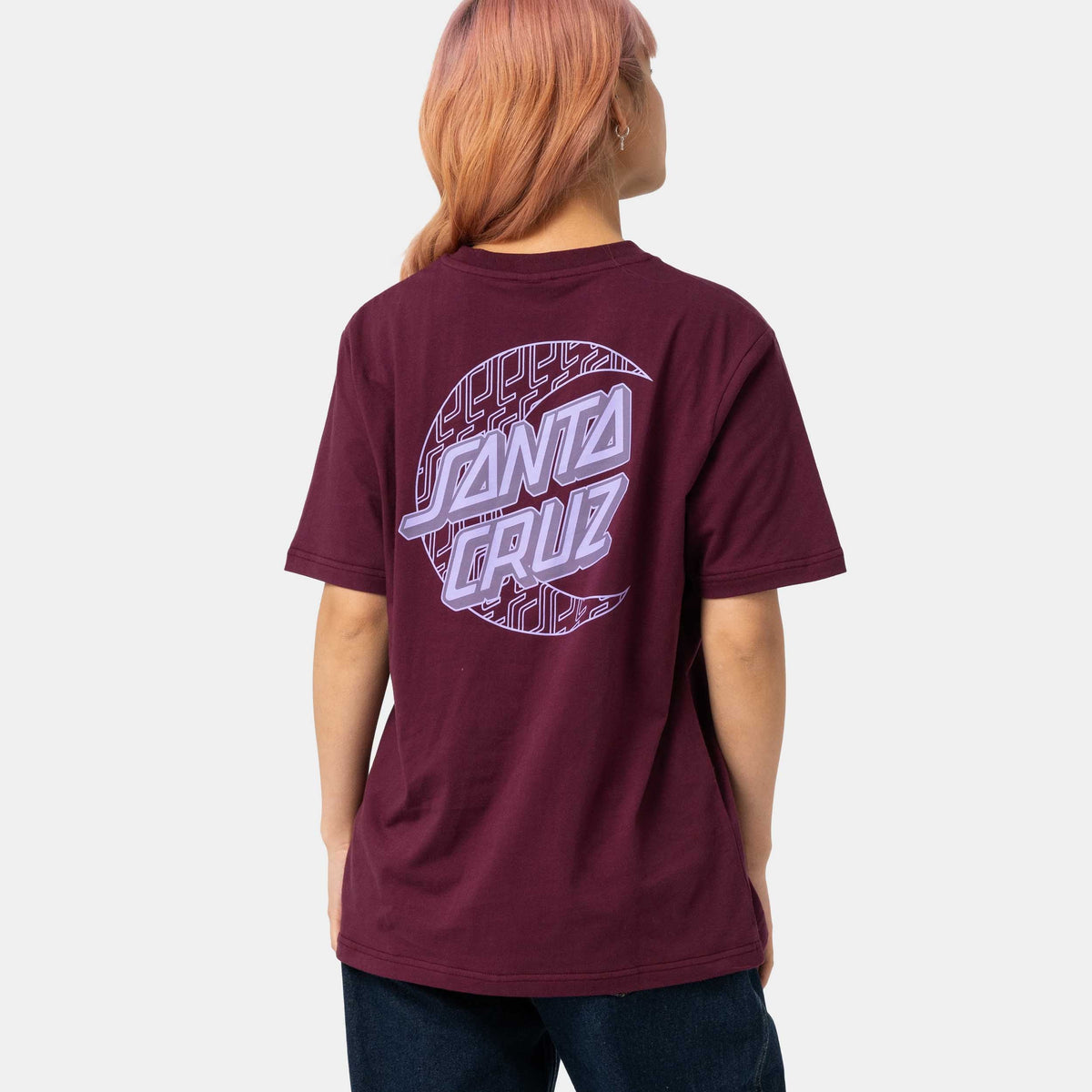 SANTA CRUZ IMPRINT MOON DOT WOMEN'S T-SHIRT - DARK CHERRY