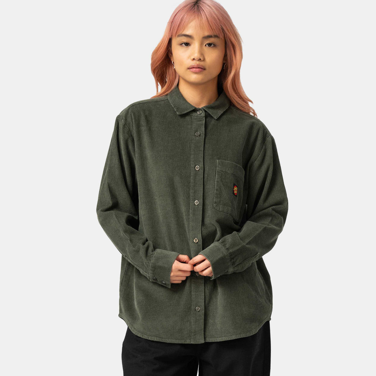 SANTA CRUZ CLASSIC LABEL WOMEN'S LONG SLEEVED SHIRT - DARK MOSS