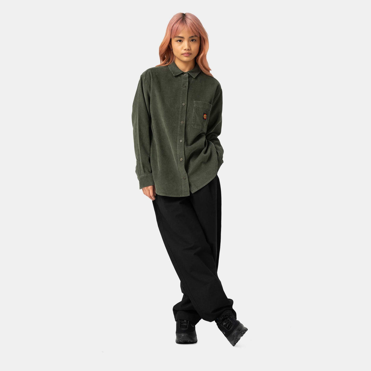 SANTA CRUZ CLASSIC LABEL WOMEN'S LONG SLEEVED SHIRT - DARK MOSS