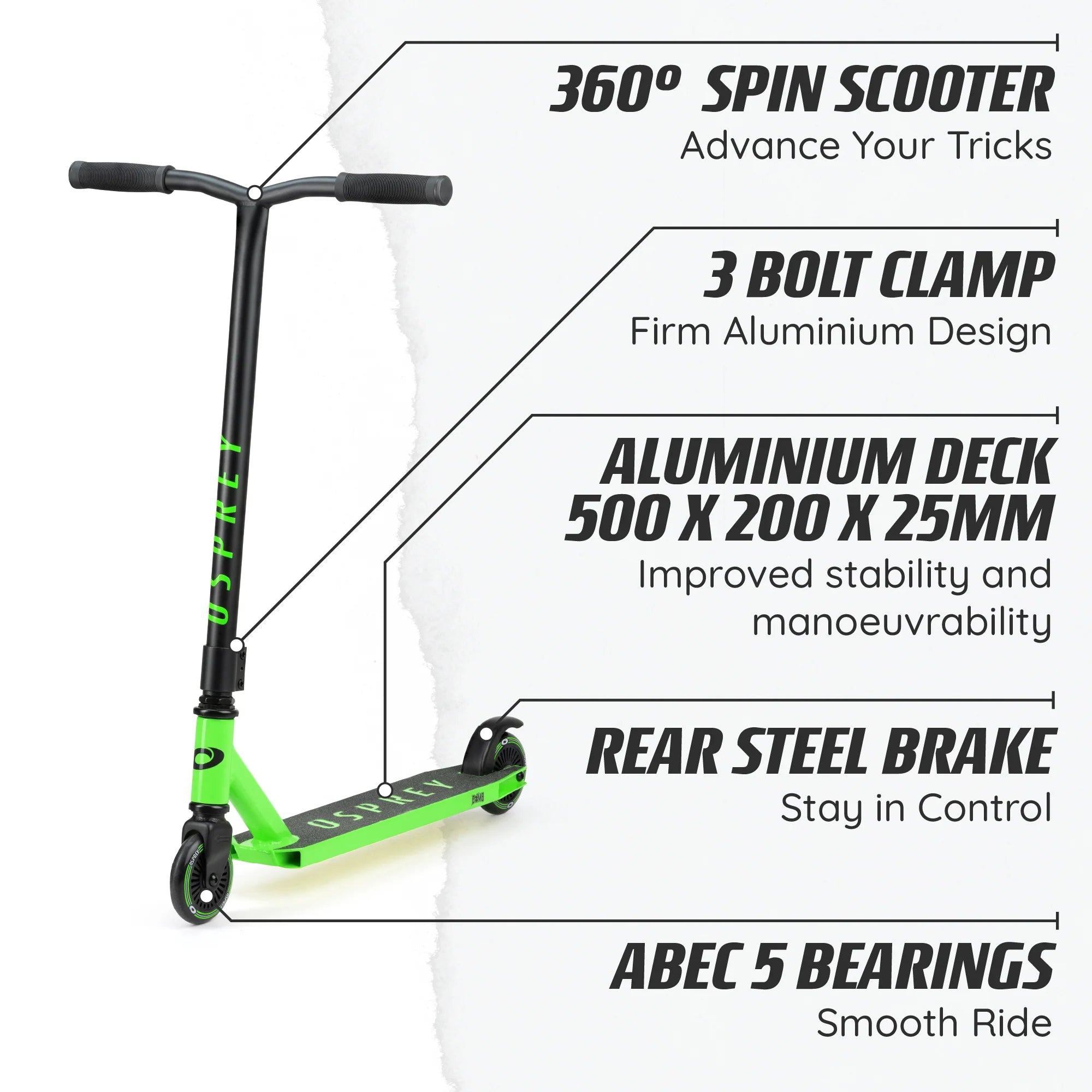 OSPREY 'BOMB' STUNT SCOOTER - GREEN