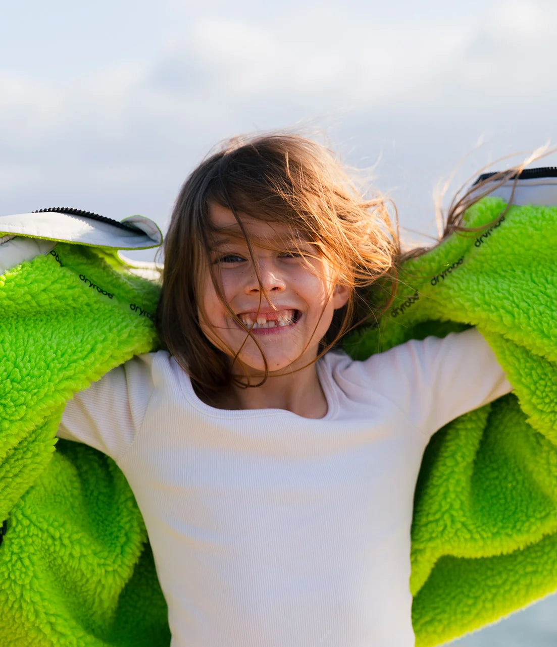 Dryrobe® Anthracite Lime Advance Kids Long Sleeve