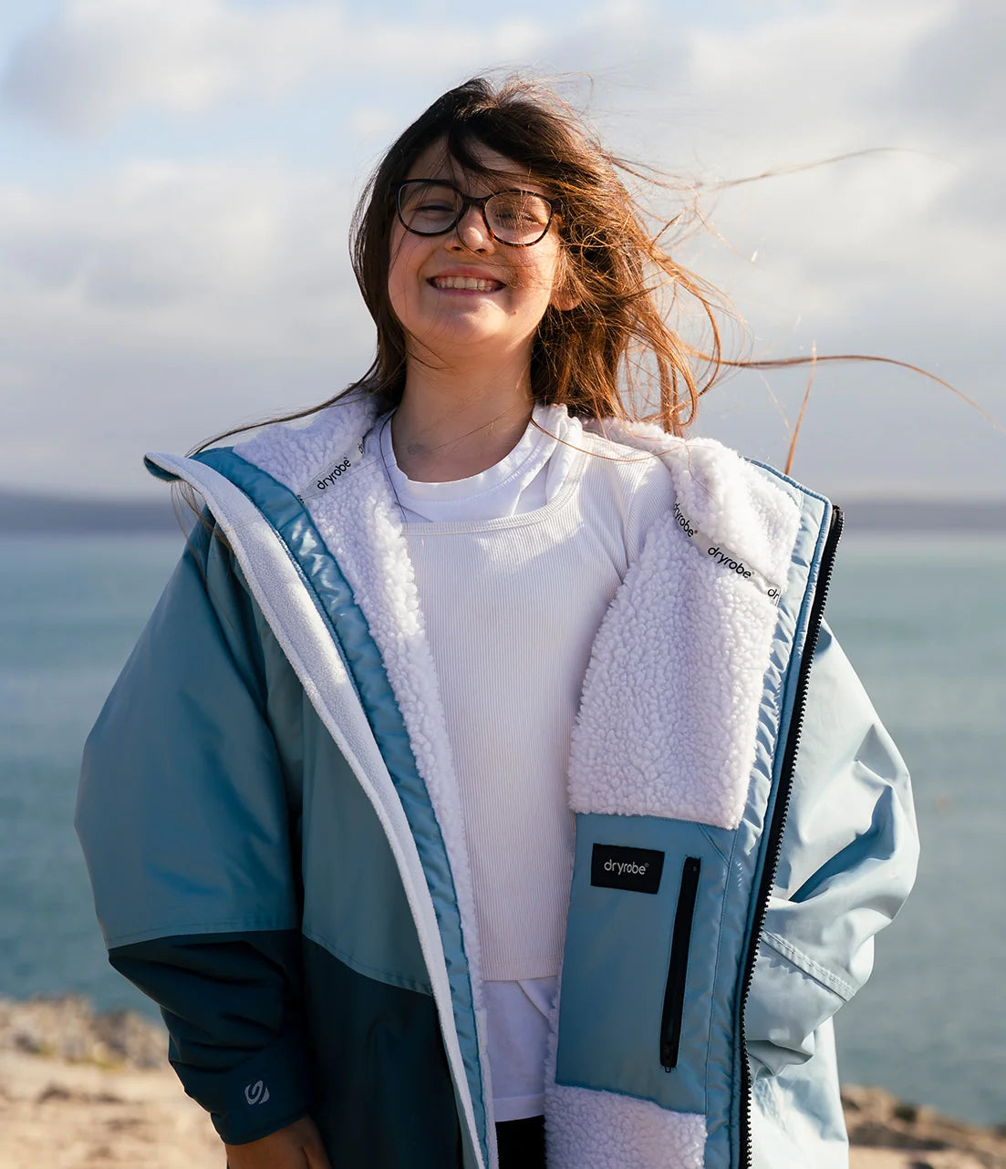 Dryrobe® Blue Light Grey Advance Kids Long Sleeve