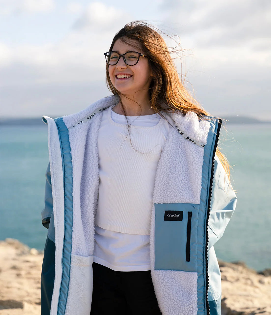 Dryrobe® Blue Light Grey Advance Kids Long Sleeve