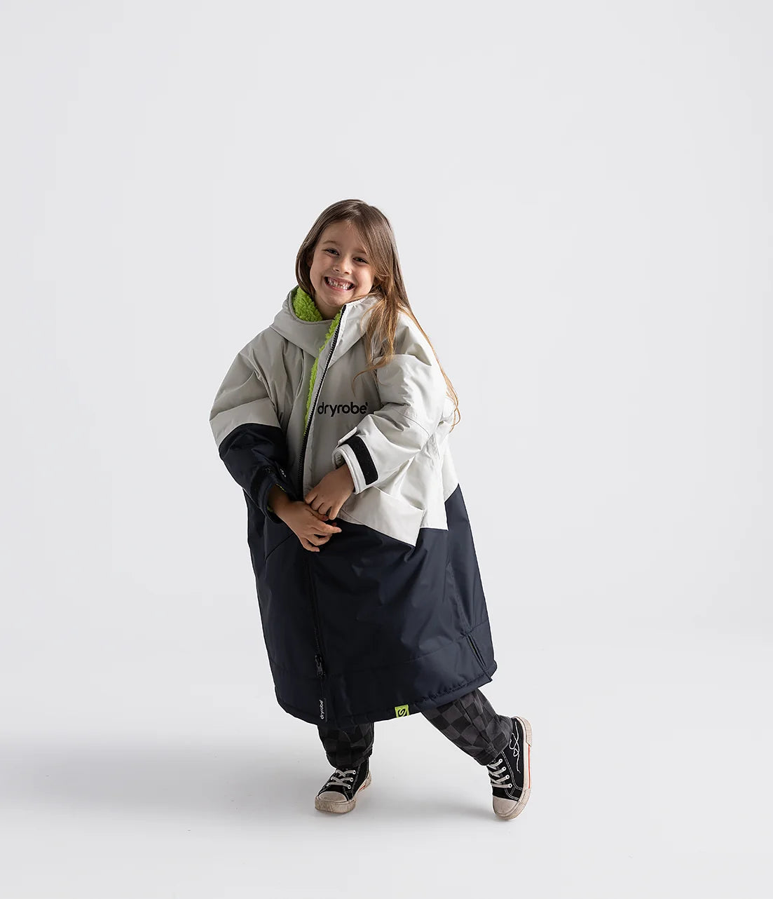 Dryrobe® Anthracite Lime Advance Kids Long Sleeve